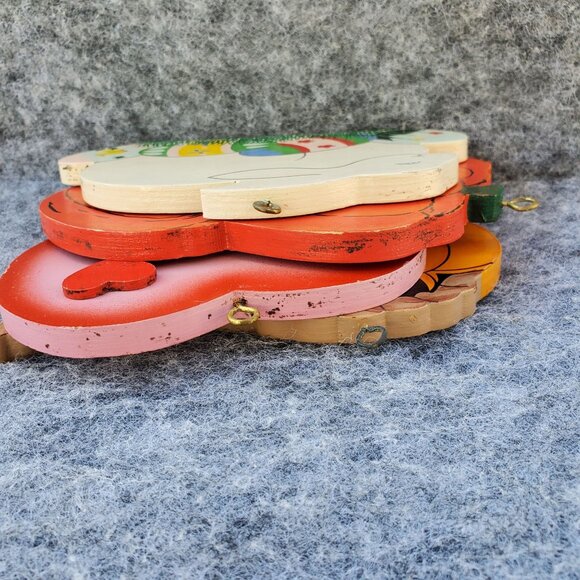 VTG Wooden Holiday Decor Set Of 4 Easter Bunny Pumpkins Heart Cornucopia 1980s - Picture 15 of 15